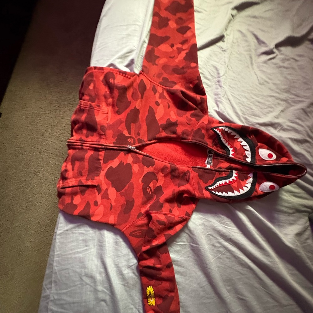 Adult medium red bape full zip hoodie